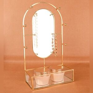 Urban Outfitters Minimalist Faye Jewelry Mirror Vanity Storage Holder in Gold